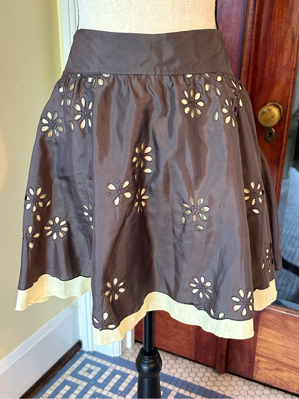 Tara Jarmon for Target | VTG Y2K Silk Layered Floral Cutout Mini Skirt, Size M